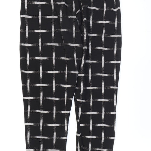 Missguided Womens Black Check Polyester Carrot Trousers Size 12 L28 in Regular