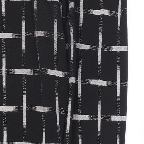 Missguided Womens Black Check Polyester Carrot Trousers Size 12 L28 in Regular