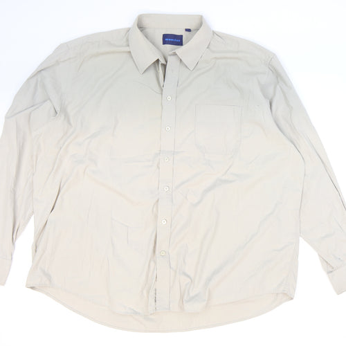 Mansize Mens Beige Polyester Button-Up Size 49 Collared Button