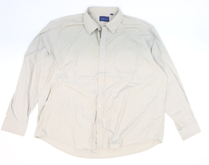 Mansize Mens Beige Polyester Button-Up Size 49 Collared Button