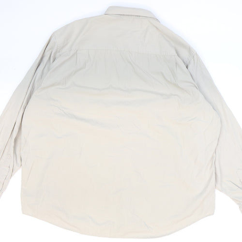 Mansize Mens Beige Polyester Button-Up Size 49 Collared Button