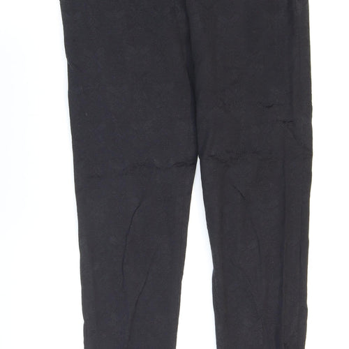 Zara Womens Black Floral Polyester Carrot Trousers Size 4 L27 in Regular Zip - Damask Pattern