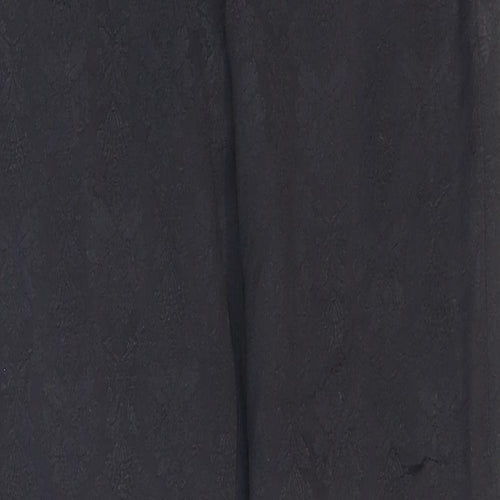 Zara Womens Black Floral Polyester Carrot Trousers Size 4 L27 in Regular Zip - Damask Pattern