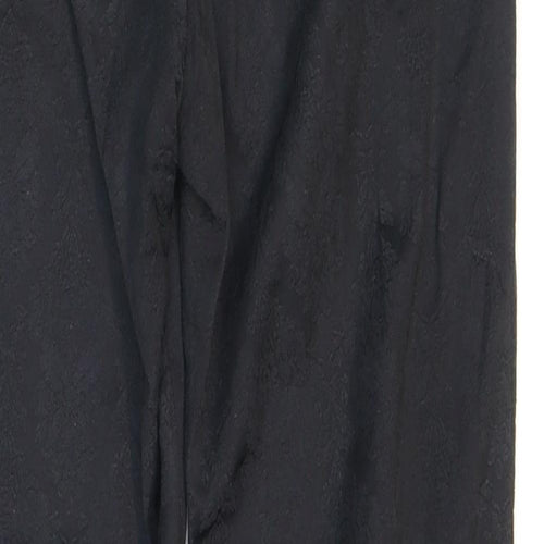 Zara Womens Black Floral Polyester Carrot Trousers Size 4 L27 in Regular Zip - Damask Pattern