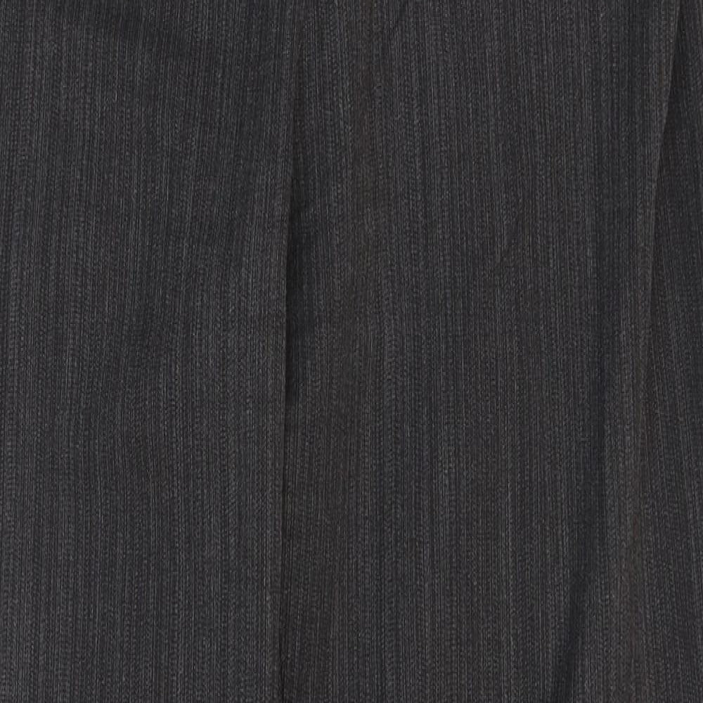 Per Una Womens Black Striped Polyester Trousers Size 14 L31 in Regular Zip