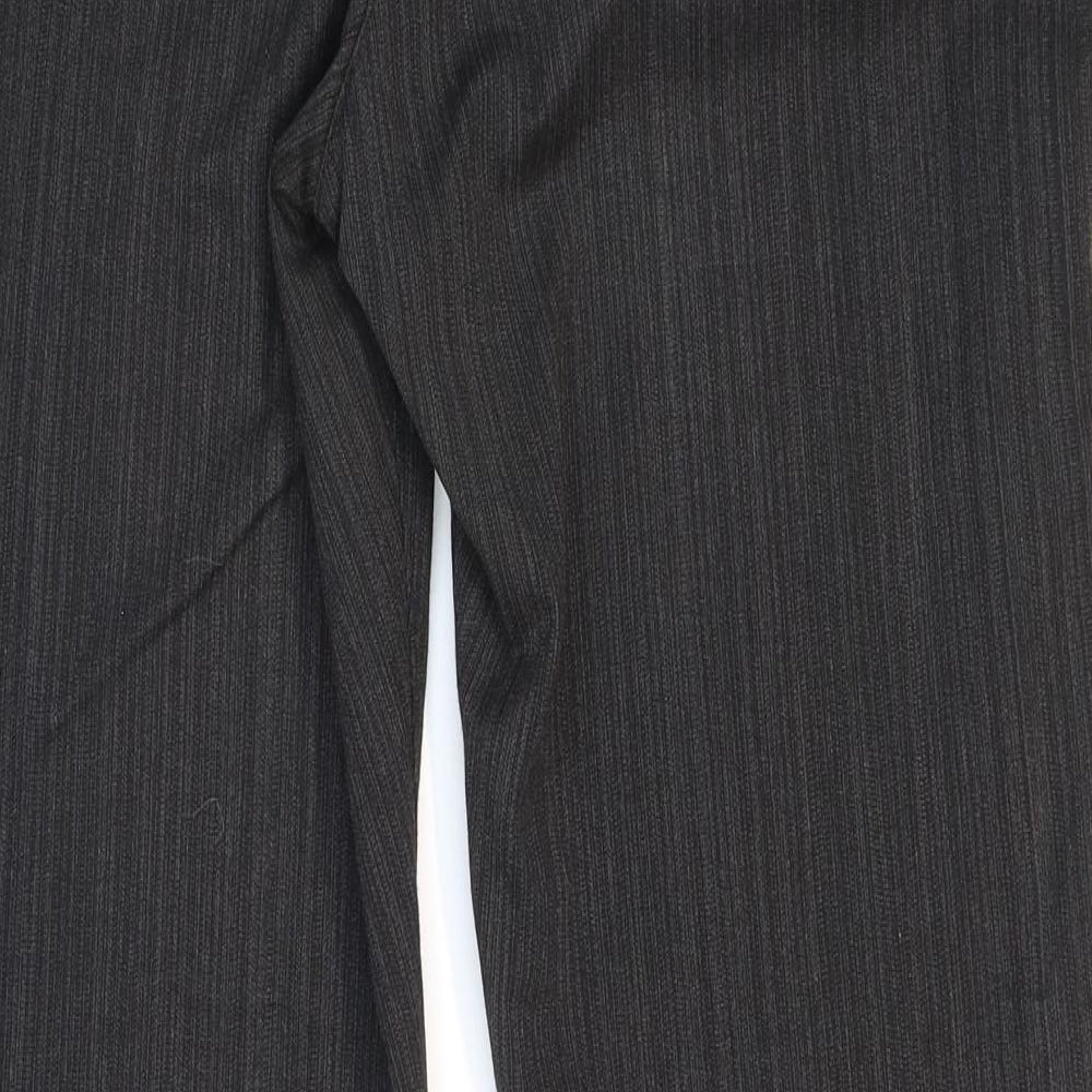 Per Una Womens Black Striped Polyester Trousers Size 14 L31 in Regular Zip
