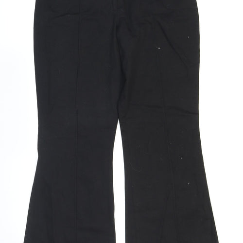 Primark Womens Black Cotton Dress Pants Trousers Size 12 L31 in Regular Zip