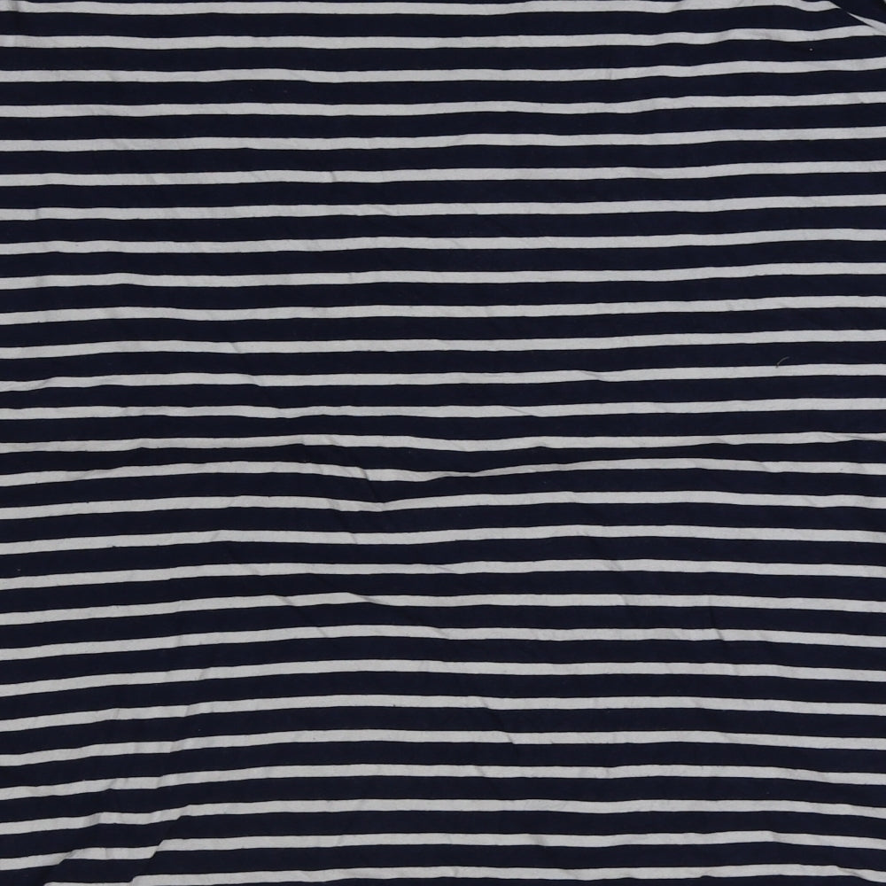 Ricerili Womens Blue Striped Polyester Basic T-Shirt Size L Scoop Neck - Nursing