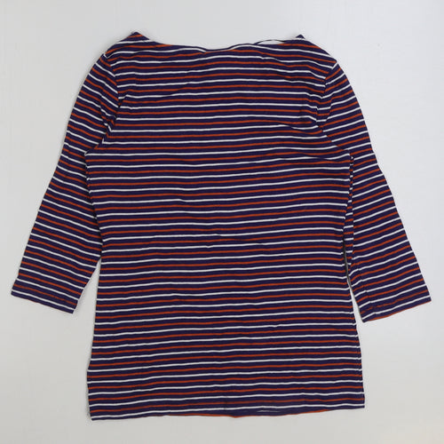 Tabitha Webb Womens Blue Striped Polyester Basic T-Shirt Size M Round Neck