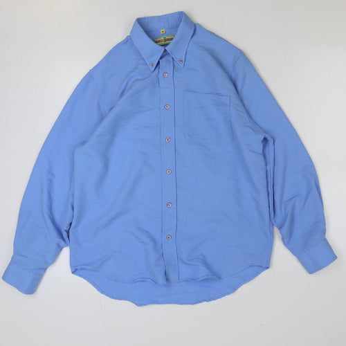 Charles Morgan Mens Blue Cotton Button-Up Size M Collared Button
