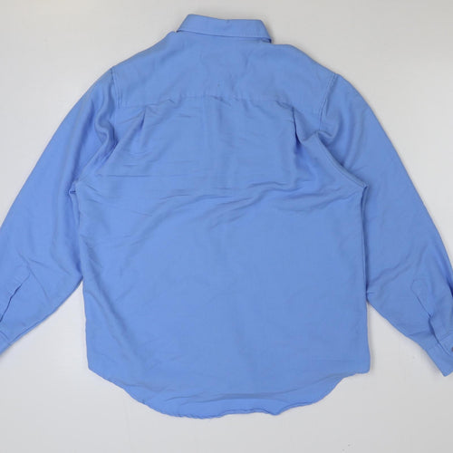Charles Morgan Mens Blue Cotton Button-Up Size M Collared Button