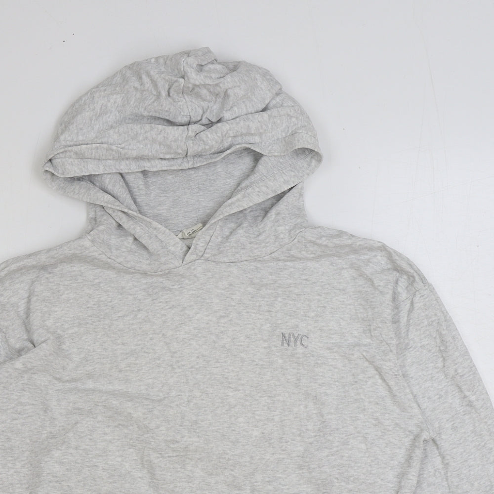 H&M Girls Grey Polyester Pullover Hoodie Size 14 Years Pullover