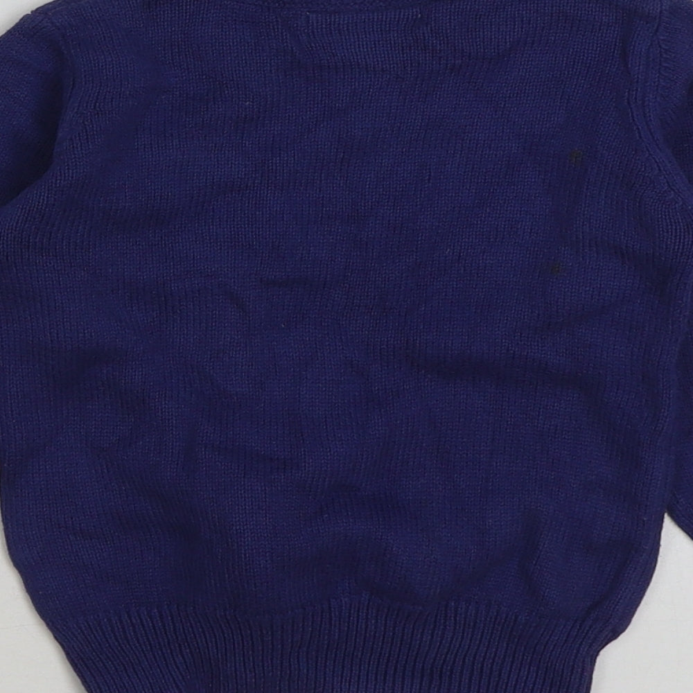 L&D Boys Blue Round Neck Acrylic Pullover Jumper Size 2-3 Years Pullover - Santa Christmas