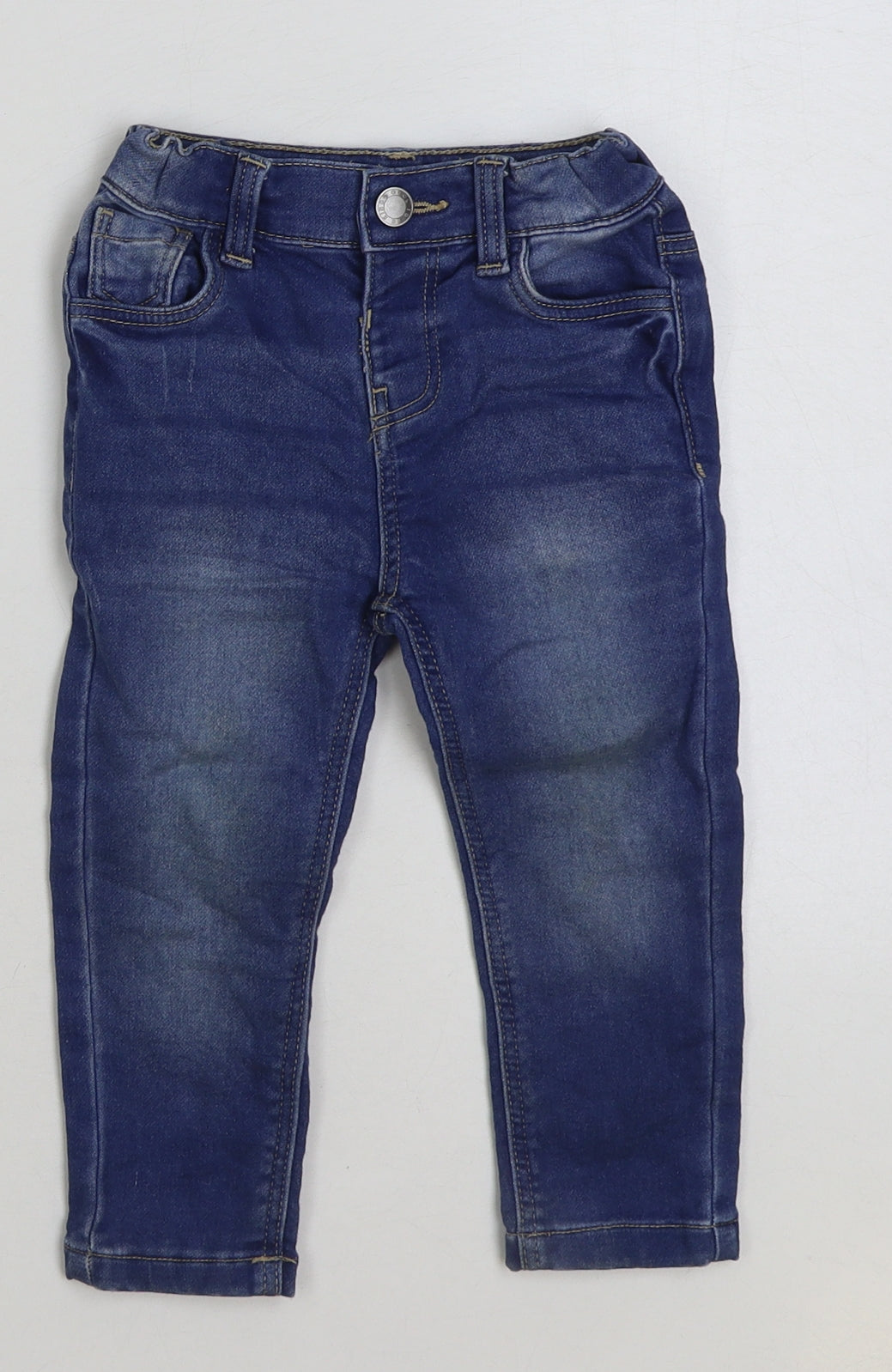 Primark Baby Blue Cotton Jeans Size 18-24 Months Button