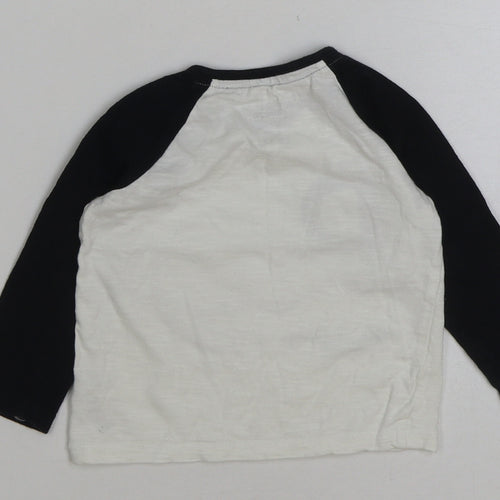 F&F Baby White Cotton Basic T-Shirt Size 9-12 Months Round Neck Pullover - D is for Dinosaur