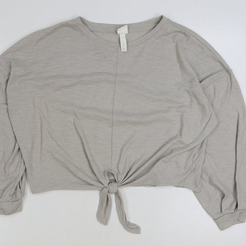 H&M Womens Beige Polyester Pullover Sweatshirt Size M Pullover - Tie