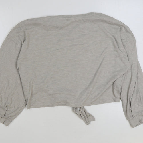 H&M Womens Beige Polyester Pullover Sweatshirt Size M Pullover - Tie