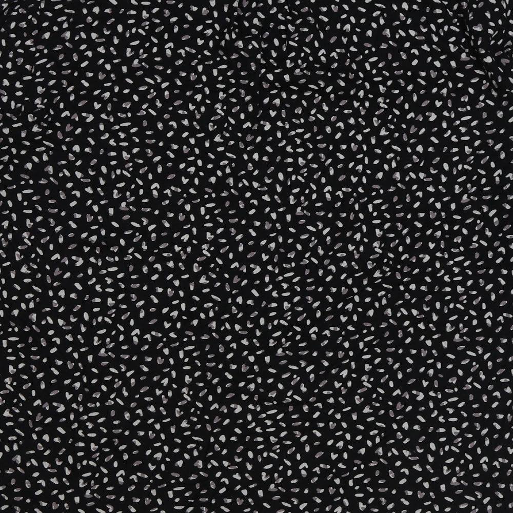 Debenhams Womens Black Geometric Cotton Basic T-Shirt Size 18 V-Neck