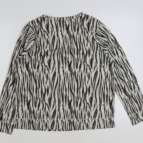 TU Womens Brown Animal Print Polyester Basic T-Shirt Size 14 Round Neck