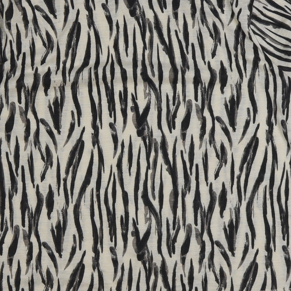 TU Womens Brown Animal Print Polyester Basic T-Shirt Size 14 Round Neck