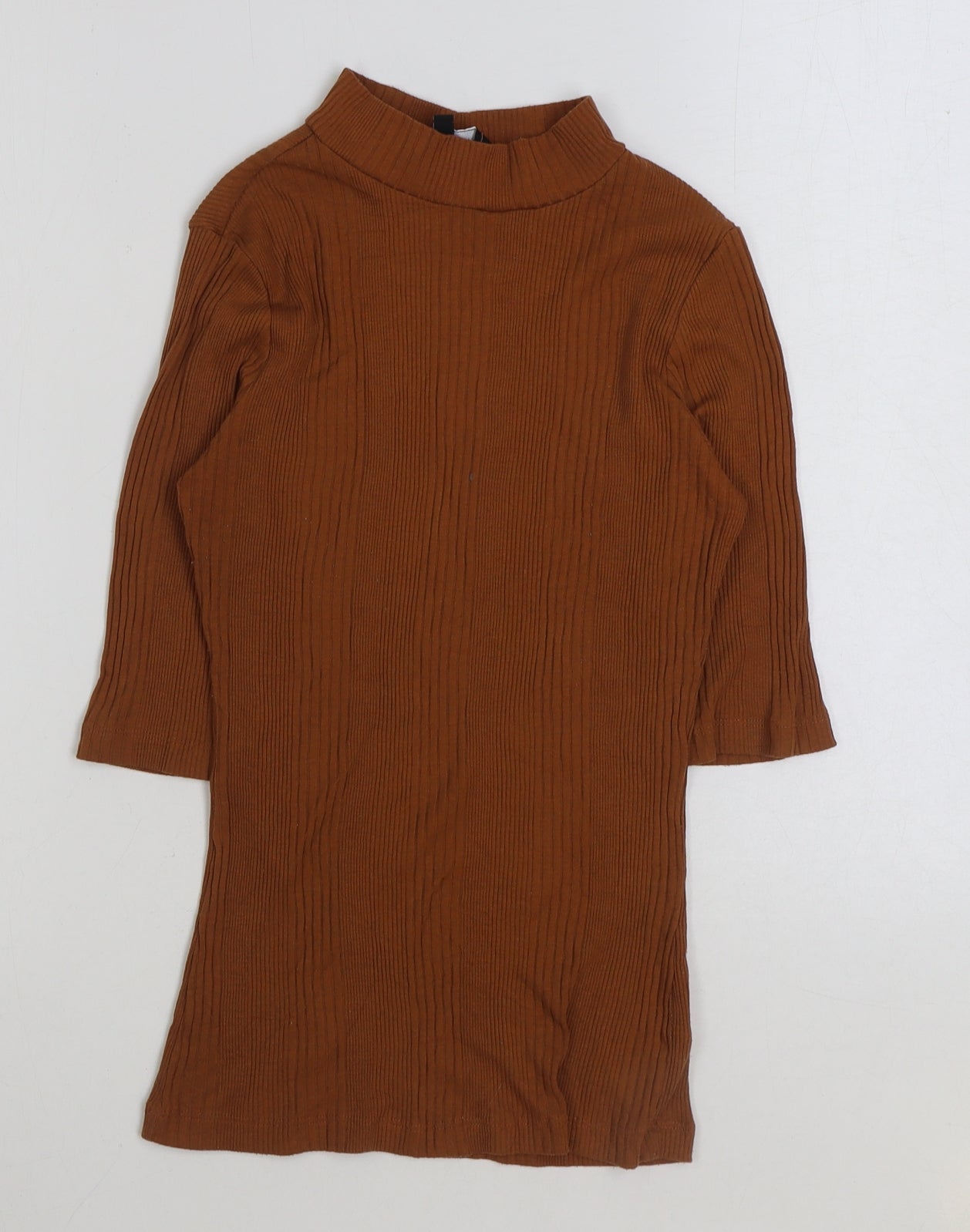 New Look Womens Beige Polyester Basic T-Shirt Size 12 Boat Neck