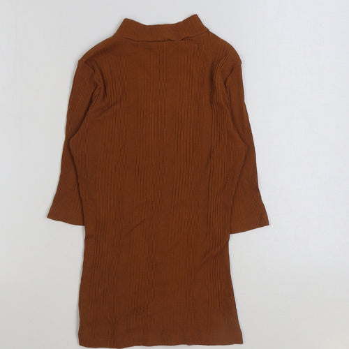 New Look Womens Beige Polyester Basic T-Shirt Size 12 Boat Neck
