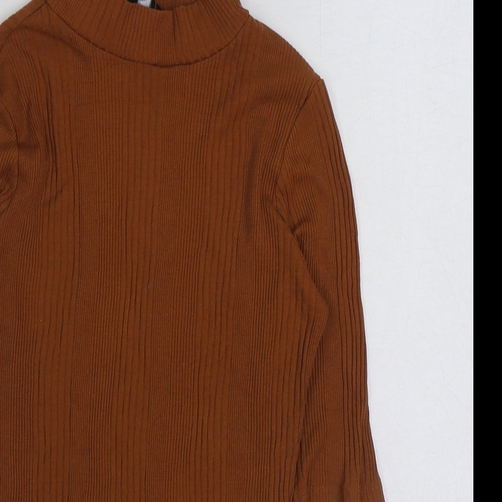 New Look Womens Beige Polyester Basic T-Shirt Size 12 Boat Neck