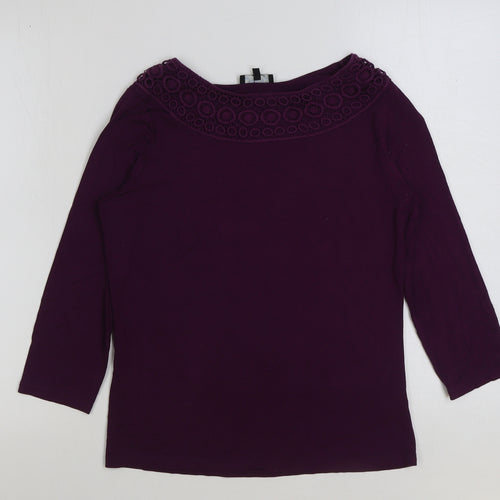 matala Womens Purple Viscose Basic T-Shirt Size 10 Scoop Neck