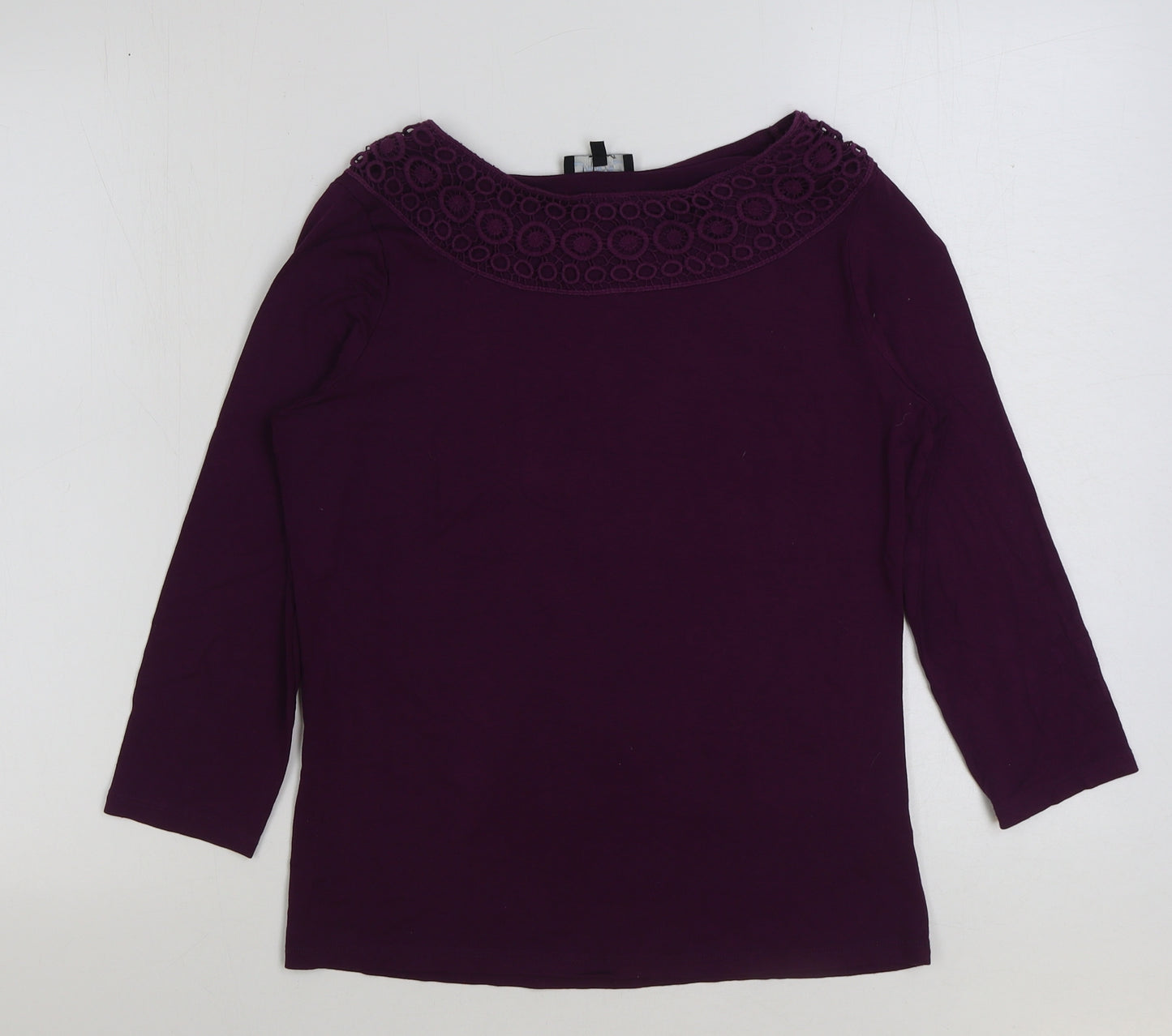 matala Womens Purple Viscose Basic T-Shirt Size 10 Scoop Neck