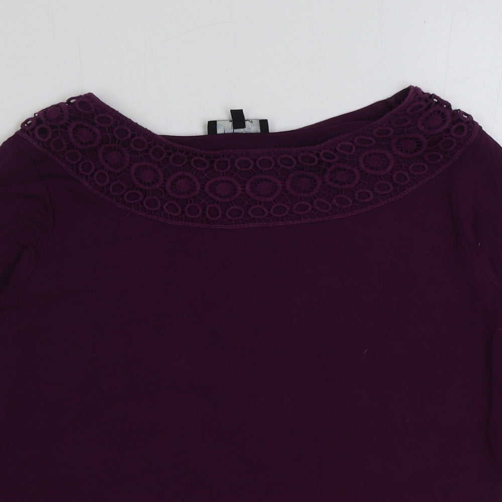 matala Womens Purple Viscose Basic T-Shirt Size 10 Scoop Neck