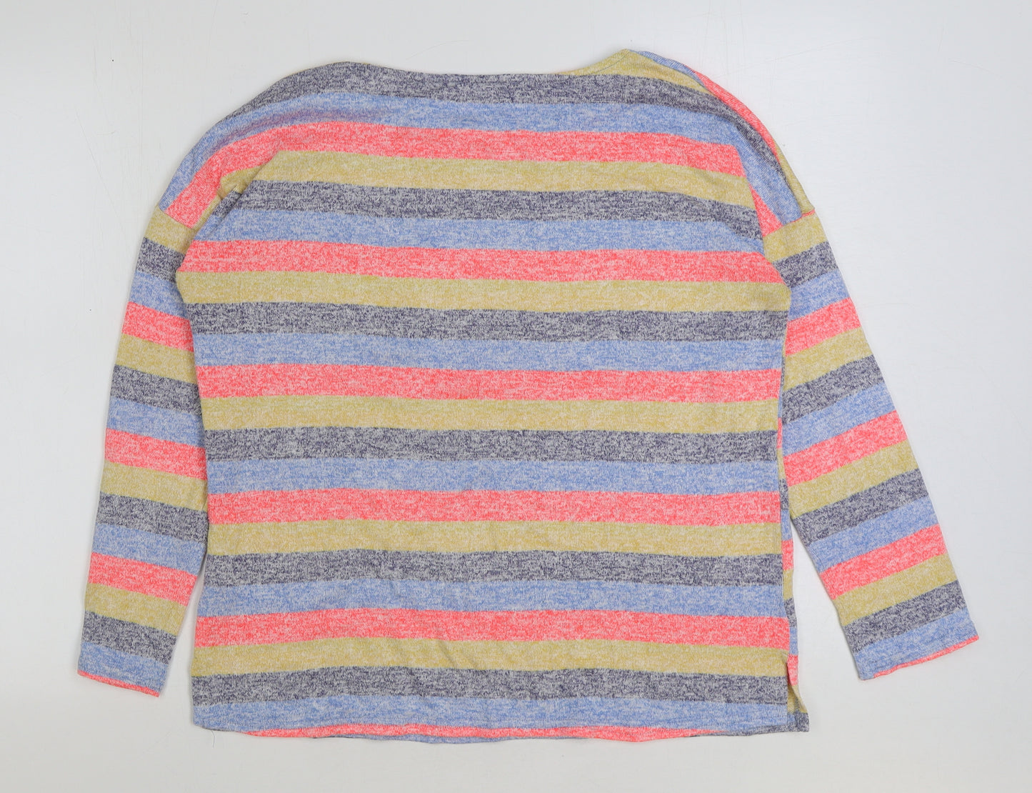Nutmeg Womens Multicoloured Round Neck Striped Viscose Pullover Jumper Size 12