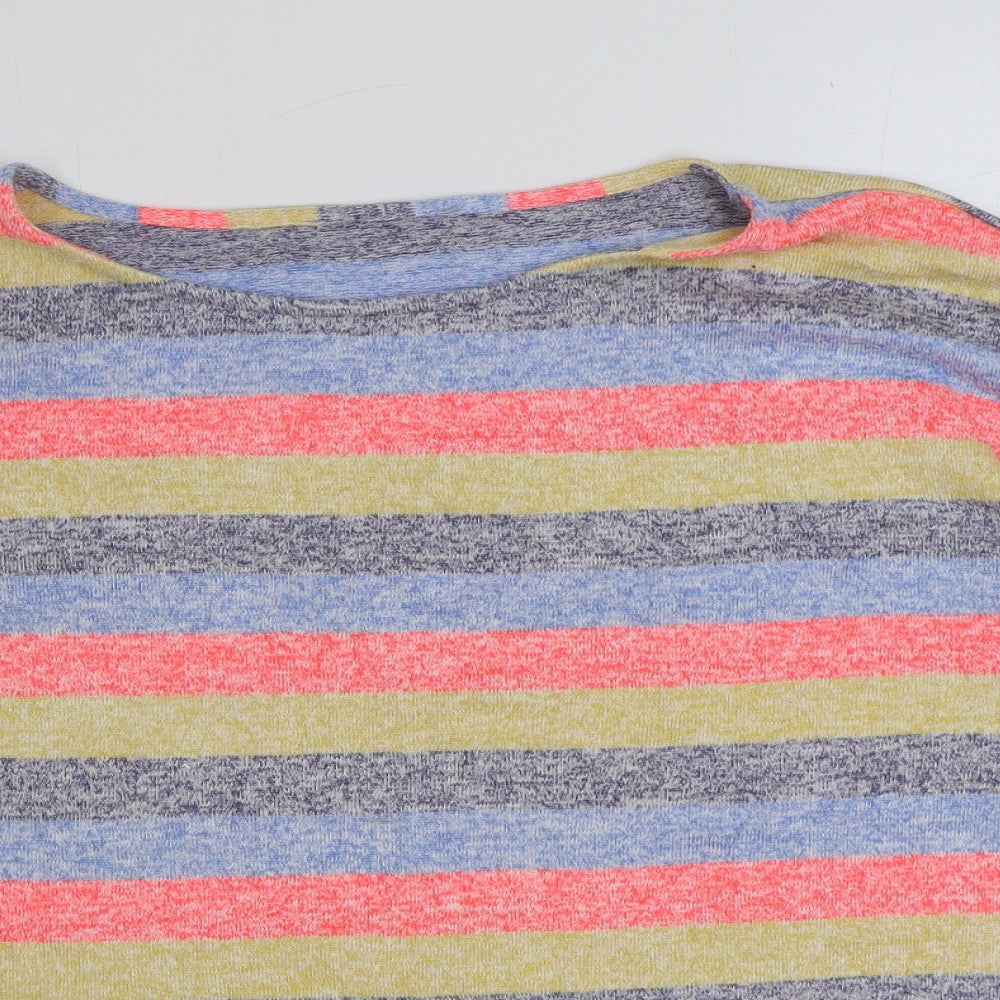 Nutmeg Womens Multicoloured Round Neck Striped Viscose Pullover Jumper Size 12