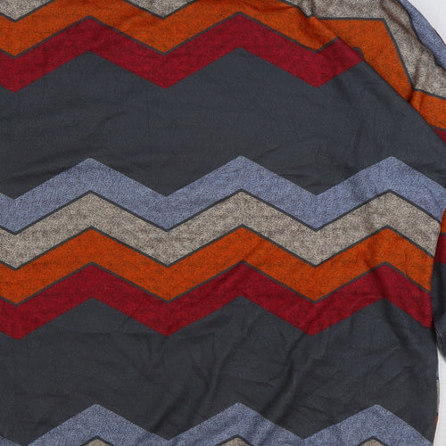 Preworn Womens Multicoloured Geometric Polyester Basic T-Shirt Size M Round Neck