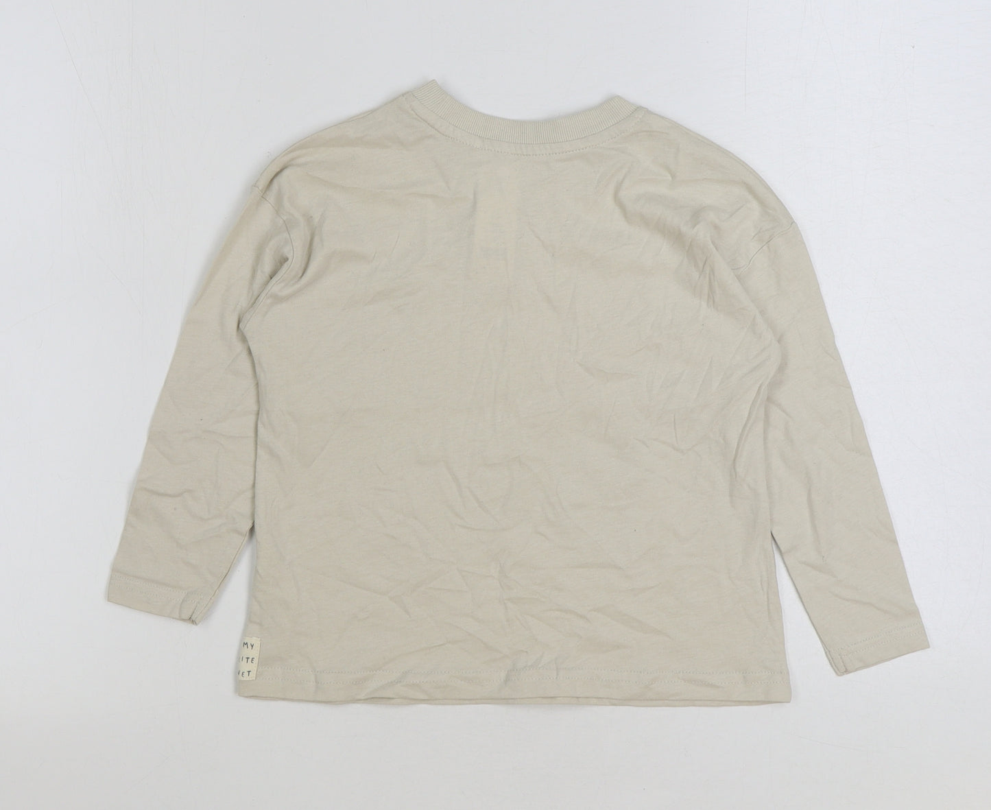 George Boys Beige Cotton Basic T-Shirt Size 4-5 Years Round Neck Pullover - Make today a good day