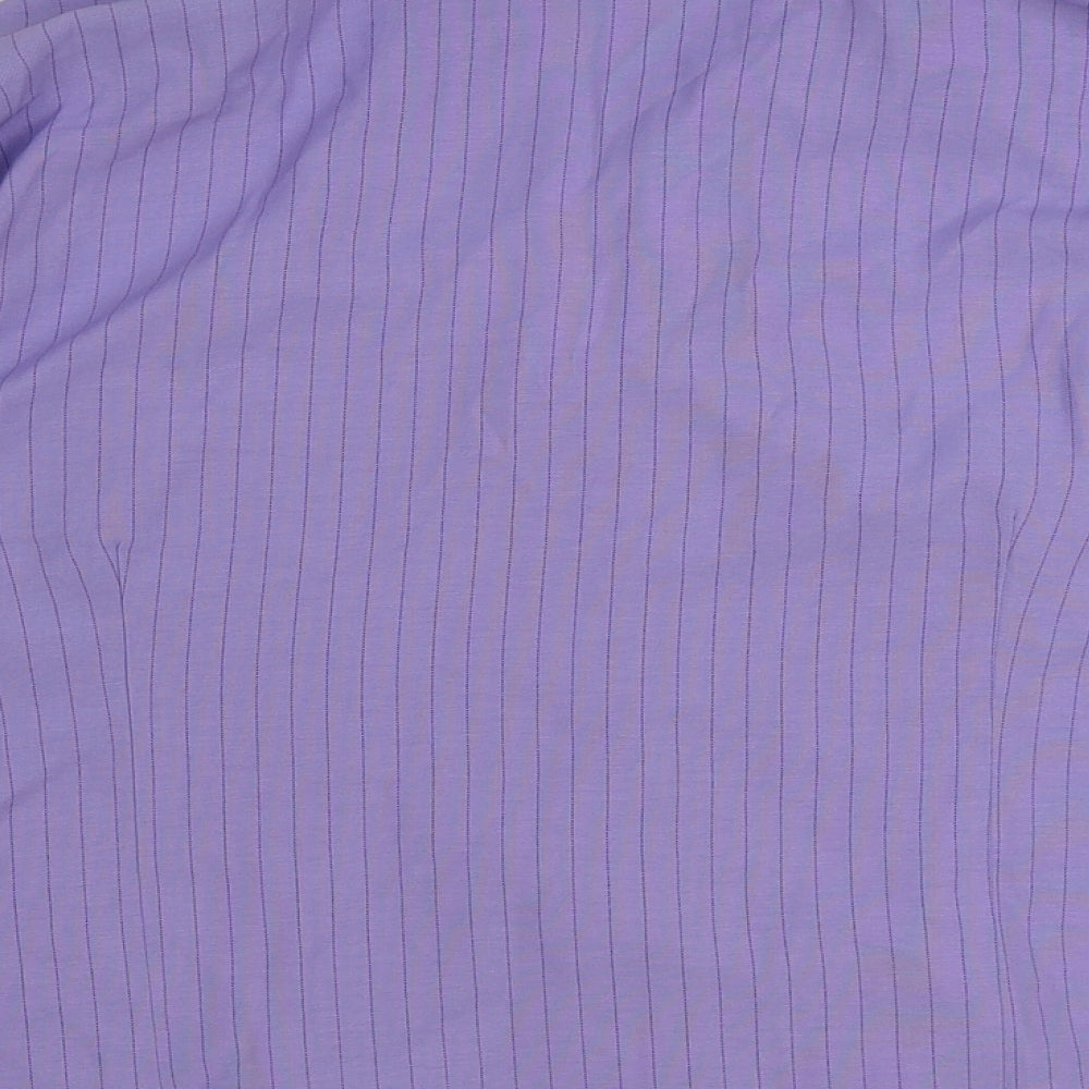 Bonmarche Womens Purple Striped Polyester Basic Button-Up Size 18 Collared