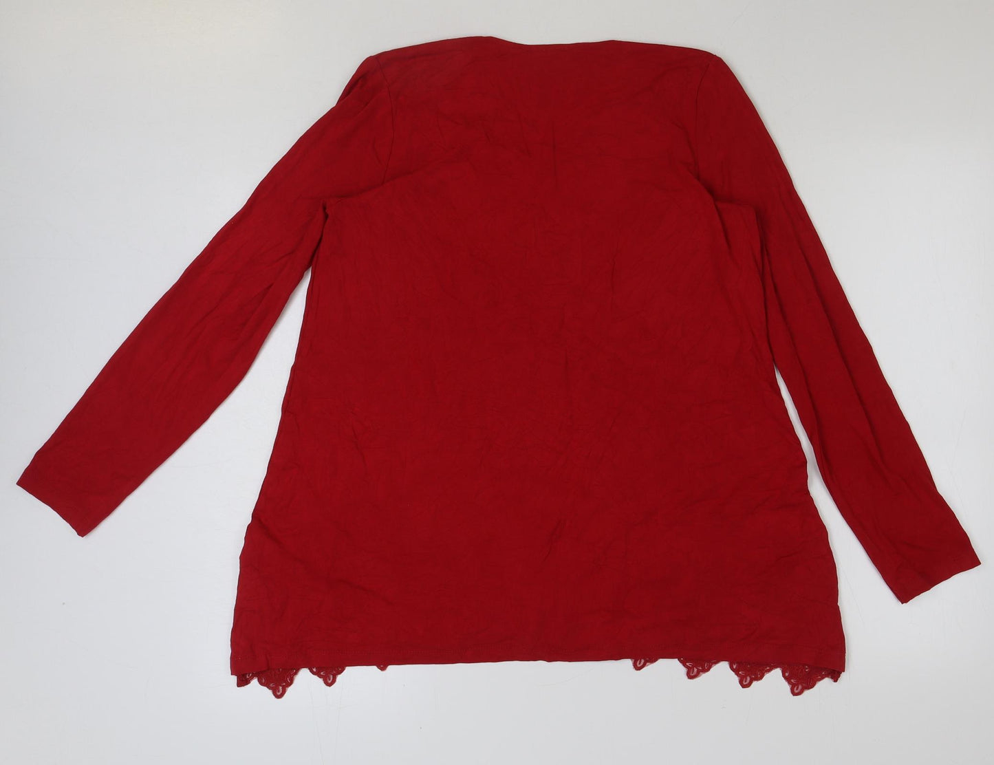 Together Womens Red Viscose Tunic T-Shirt Size M Scoop Neck
