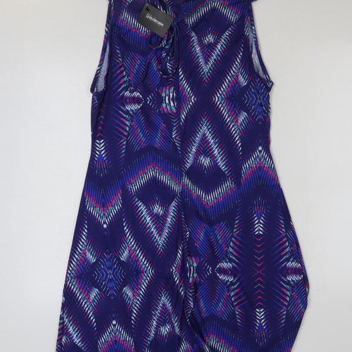 Kaleidoscope Womens Blue Geometric Polyester A-Line Size 14 Scoop Neck Tie