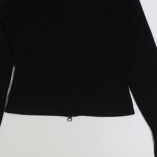 Boohoo Womens Black Polyester Cropped T-Shirt Size 8 Round Neck