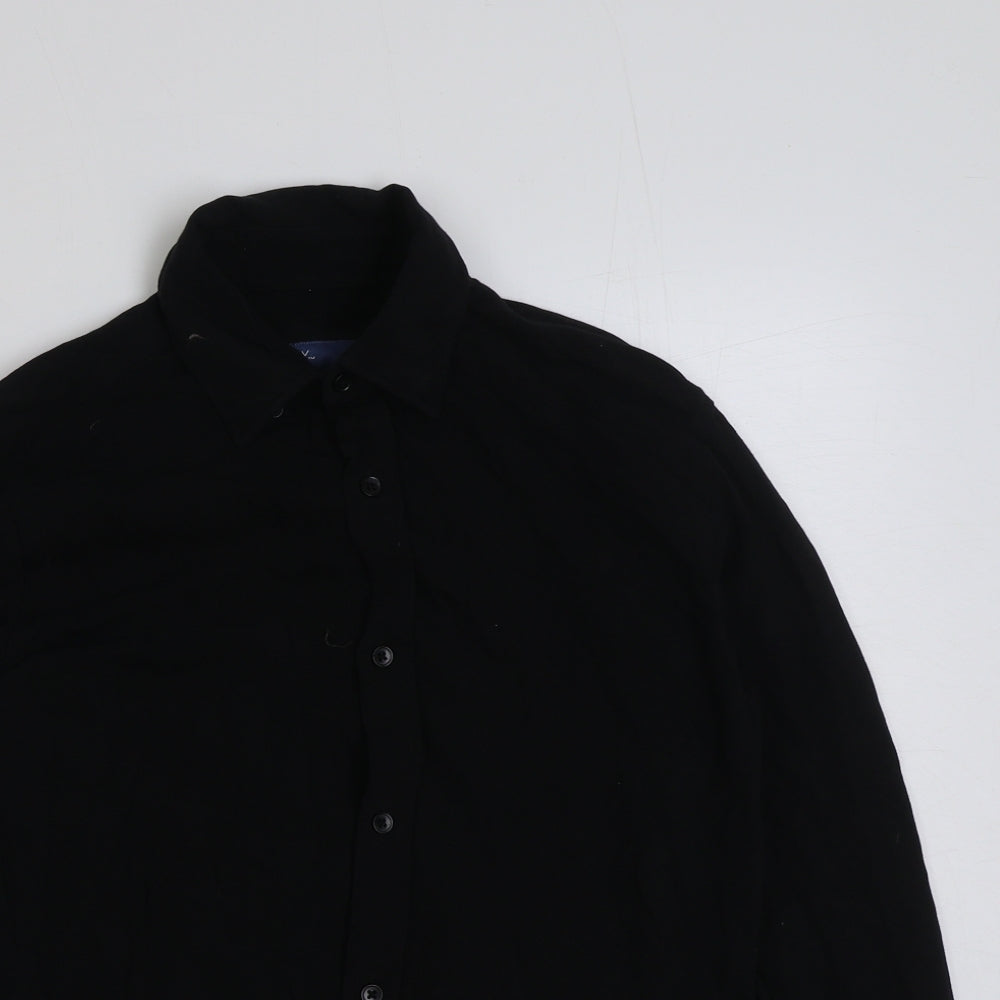 Matalan Mens Black Cotton T-Shirt Size S Collared