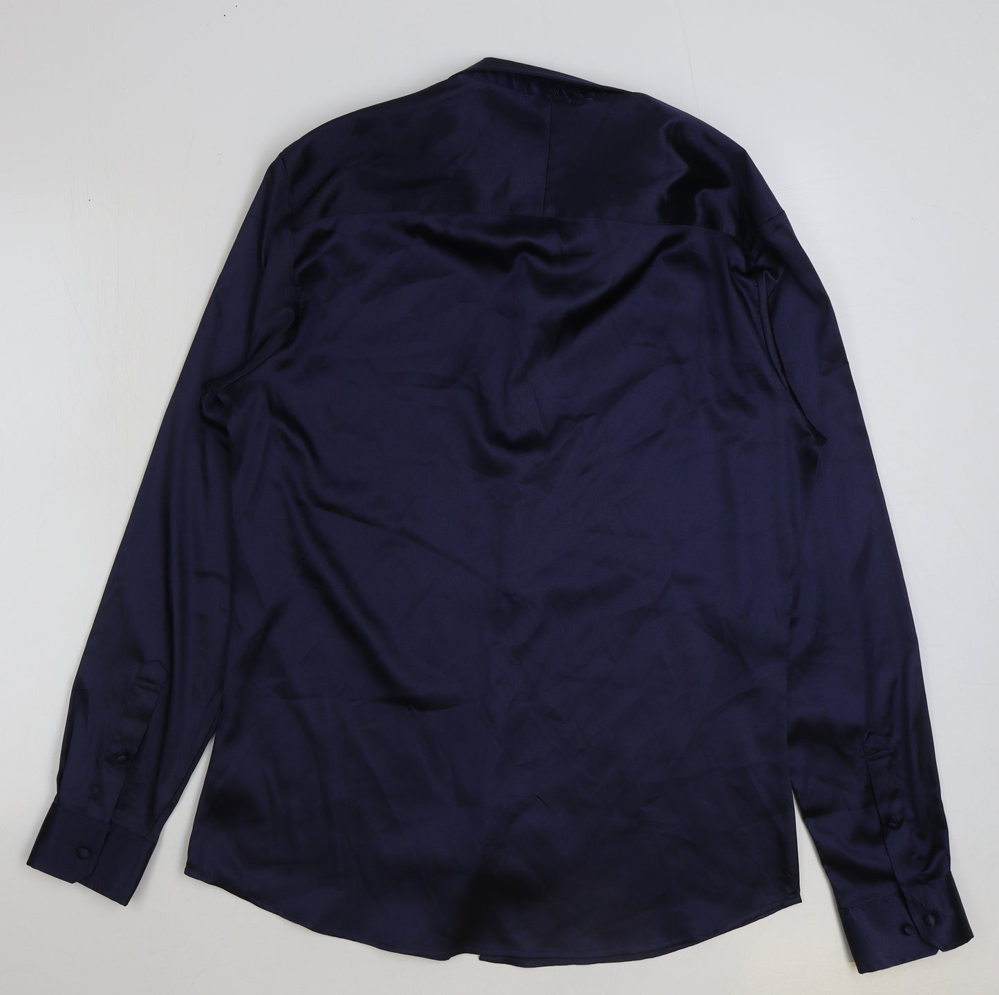 Topman Mens Blue Polyester Dress Shirt Size XL Collared Button