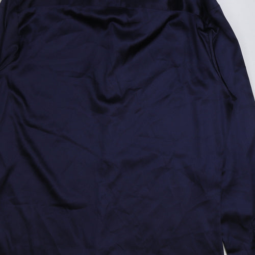 Topman Mens Blue Polyester Dress Shirt Size XL Collared Button