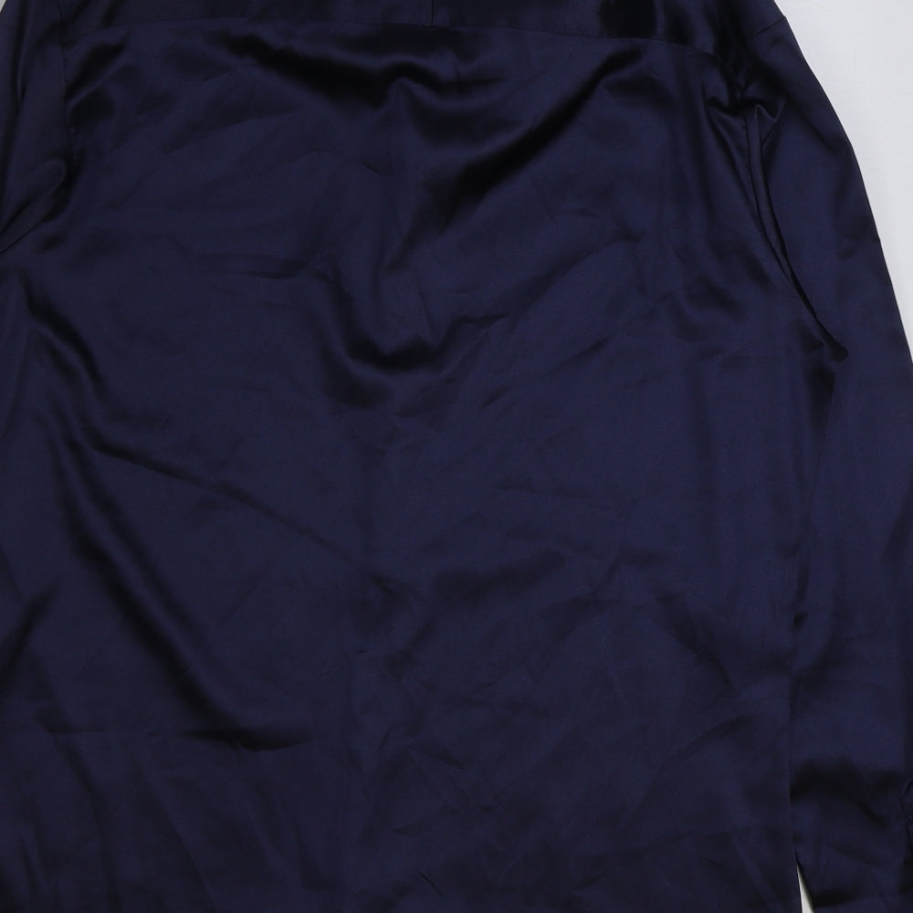 Topman Mens Blue Polyester Dress Shirt Size XL Collared Button