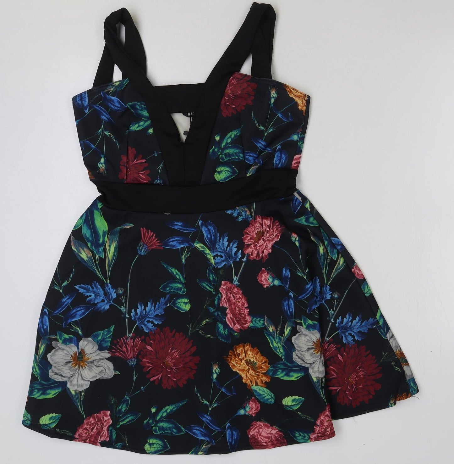 MissLook Womens Multicoloured Floral Polyester A-Line Size 12 V-Neck Pullover