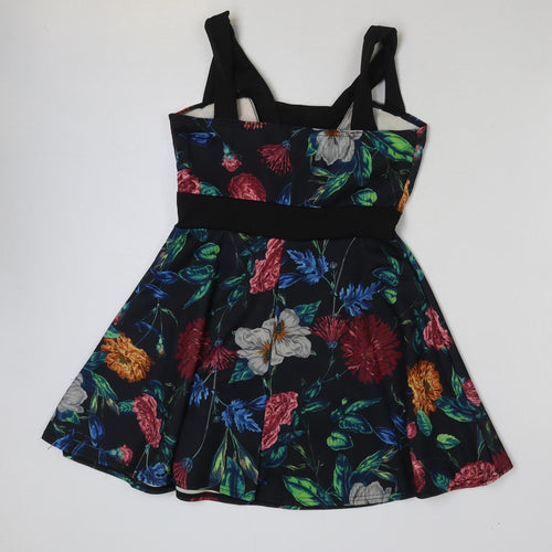 MissLook Womens Multicoloured Floral Polyester A-Line Size 12 V-Neck Pullover