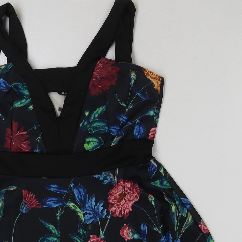 MissLook Womens Multicoloured Floral Polyester A-Line Size 12 V-Neck Pullover