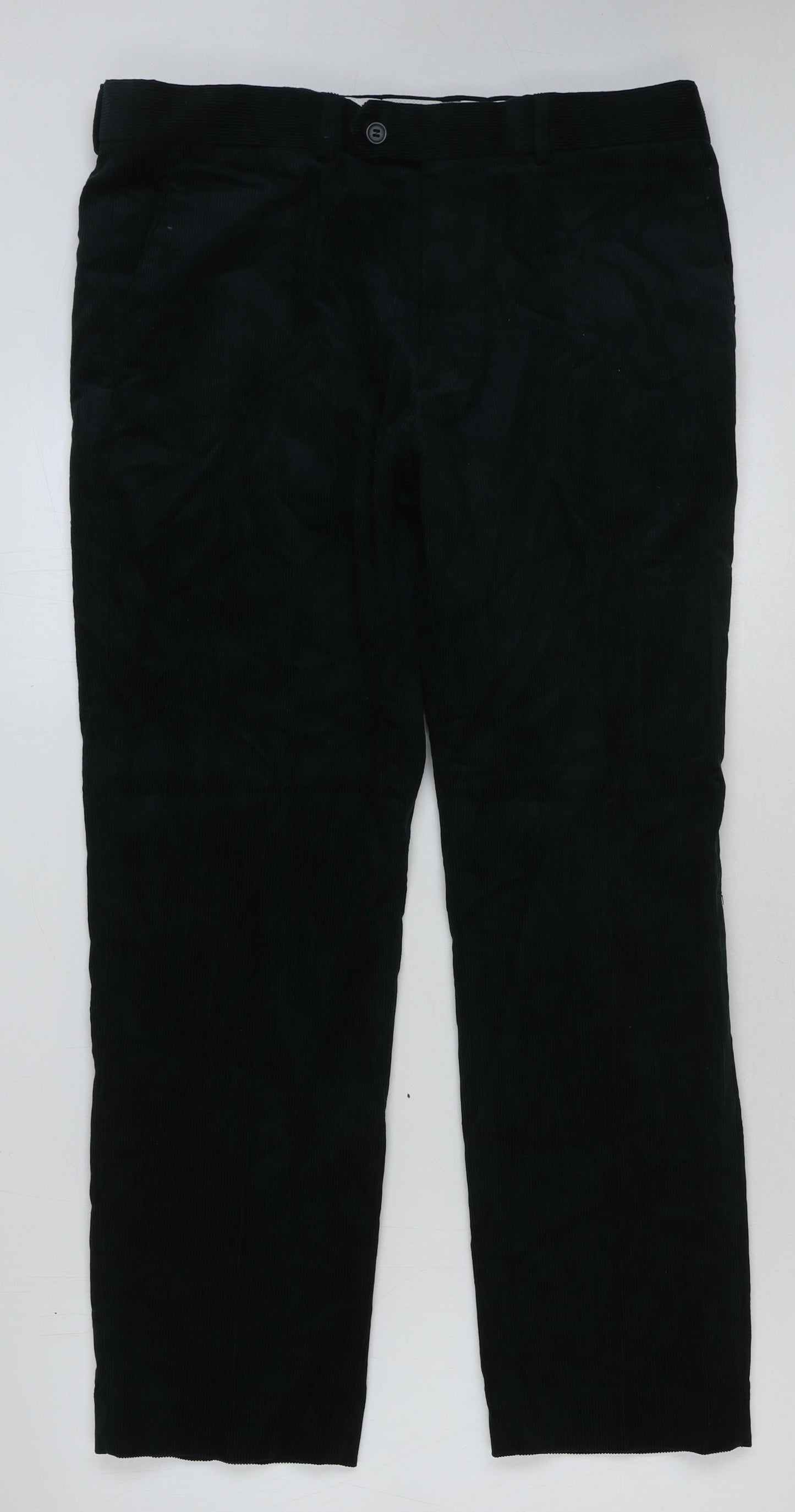 James Pringle Mens Green Cotton Trousers Size 36 in L29 in Regular Button
