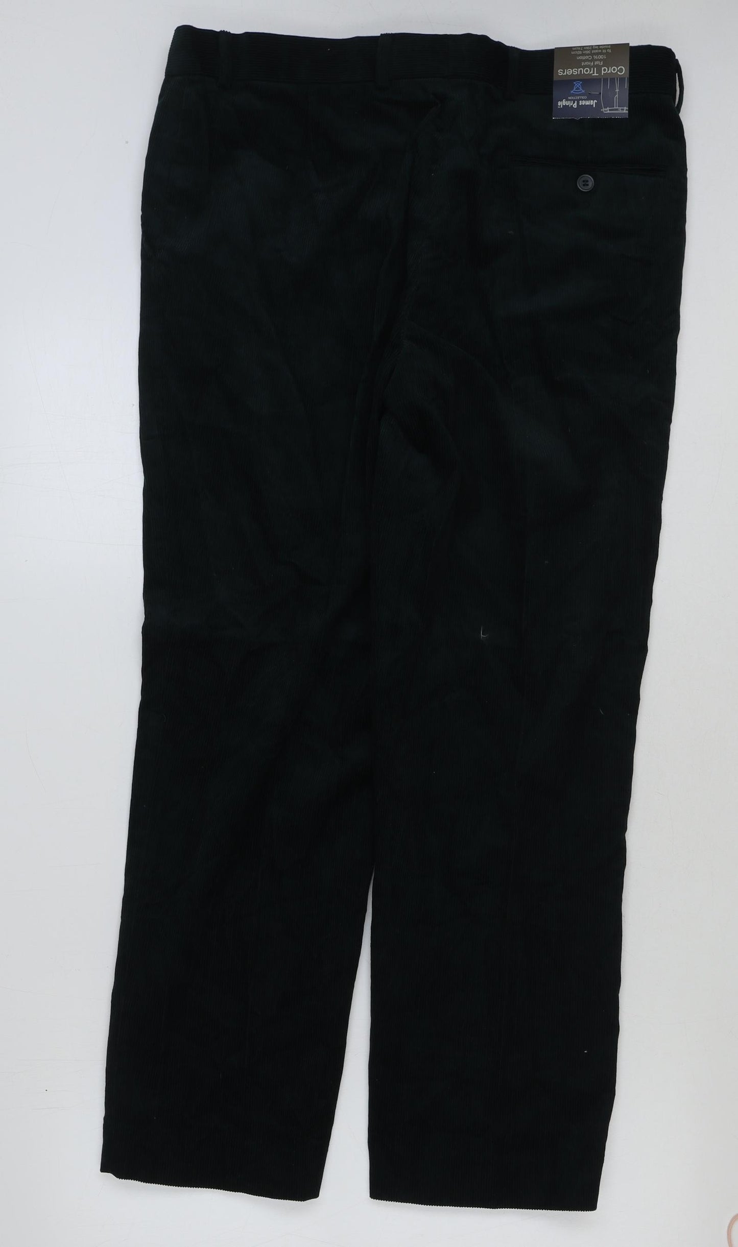 James Pringle Mens Green Cotton Trousers Size 36 in L29 in Regular Button