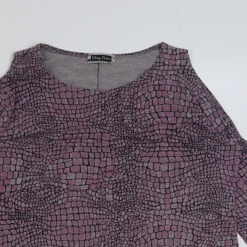 Cherry Couture Womens Pink Animal Print Polyester Basic T-Shirt Size S Round Neck