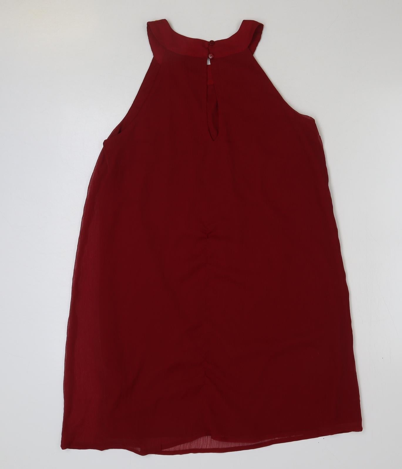Body Flirt Womens Red Polyester Basic Blouse Size 12 Halter