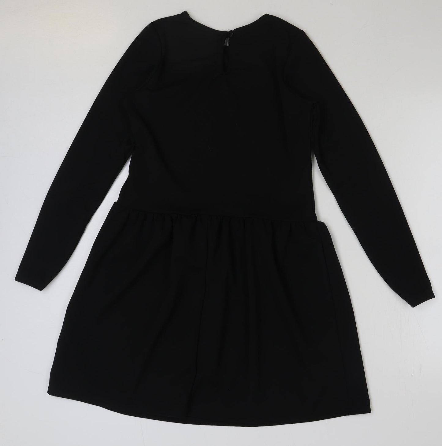 Select Womens Black Polyester A-Line Size 12 Round Neck Button